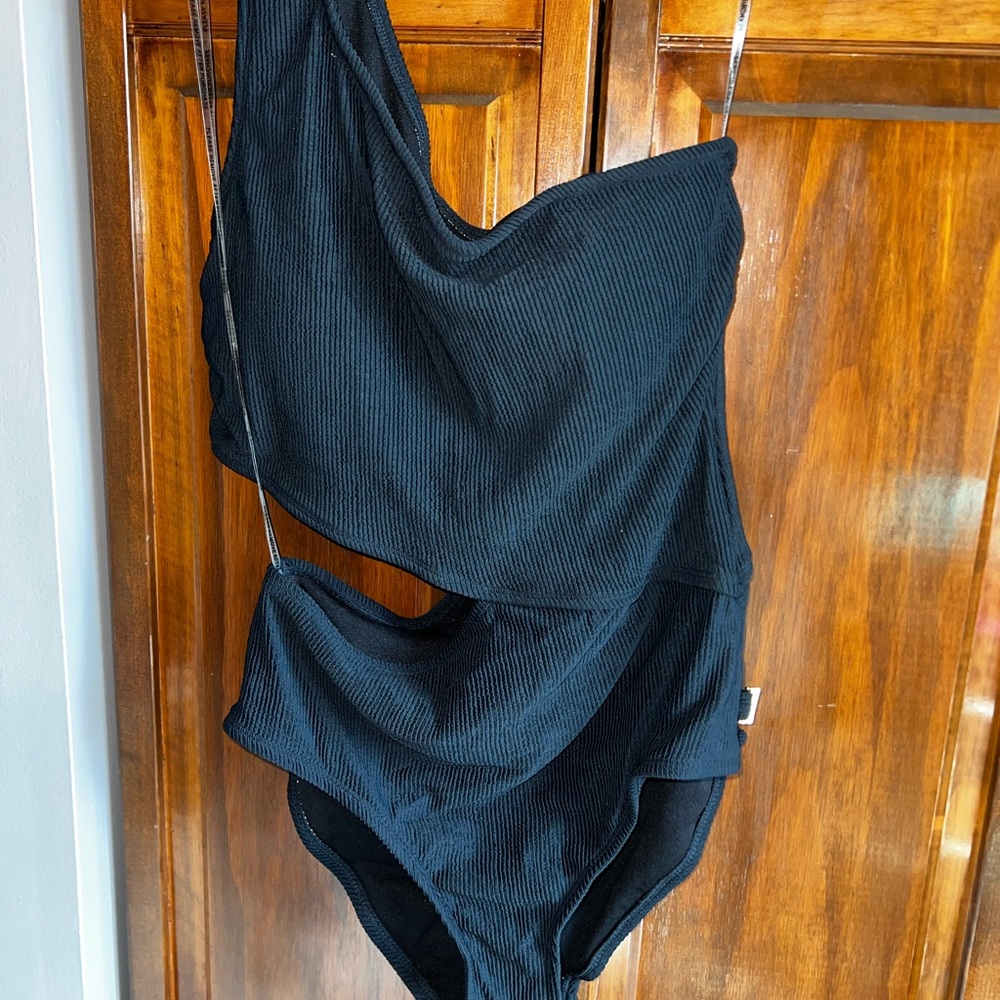 Michael Kors Black One-Shoulder Swimsuit